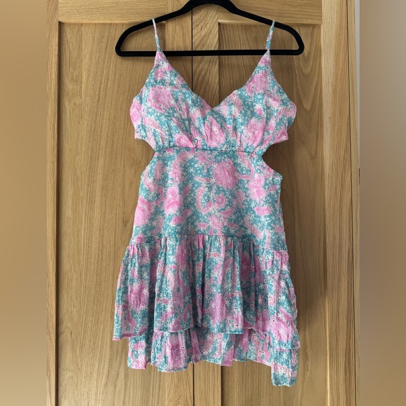 Lumiere Pink and Blue Floral Mini Dress - Picture 4 of 5